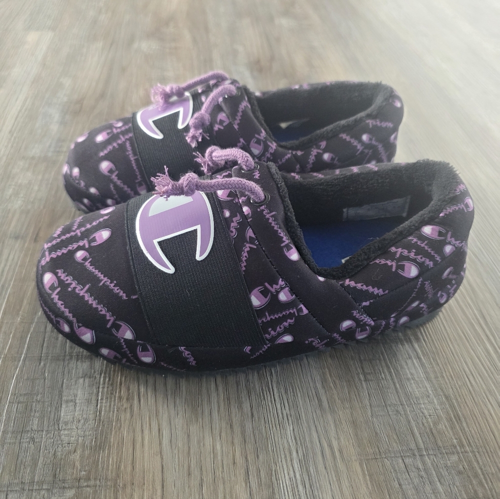 Champion Women's' Black/ Purple Slip-On Slippers Size 7